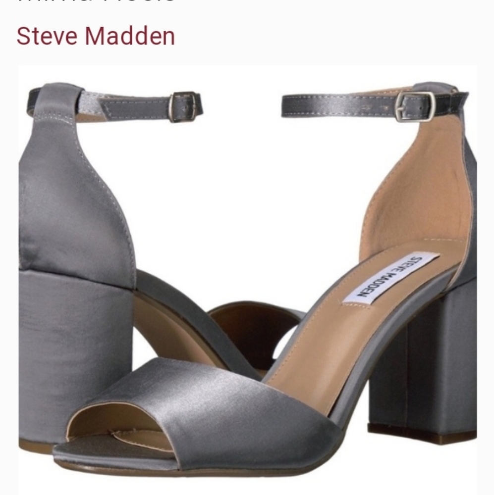 Steve Madden Holiday Party Satin Block Heel Sandal Sz 7M
